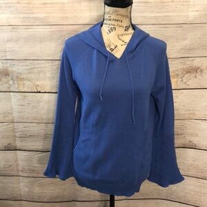 Mel & Lisa Hooded Sweater Cotton Blue Bell Sleeves Size Small Kangaroo Pocket